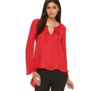 Jennifer Lopez High Low Peasant Top in Red
